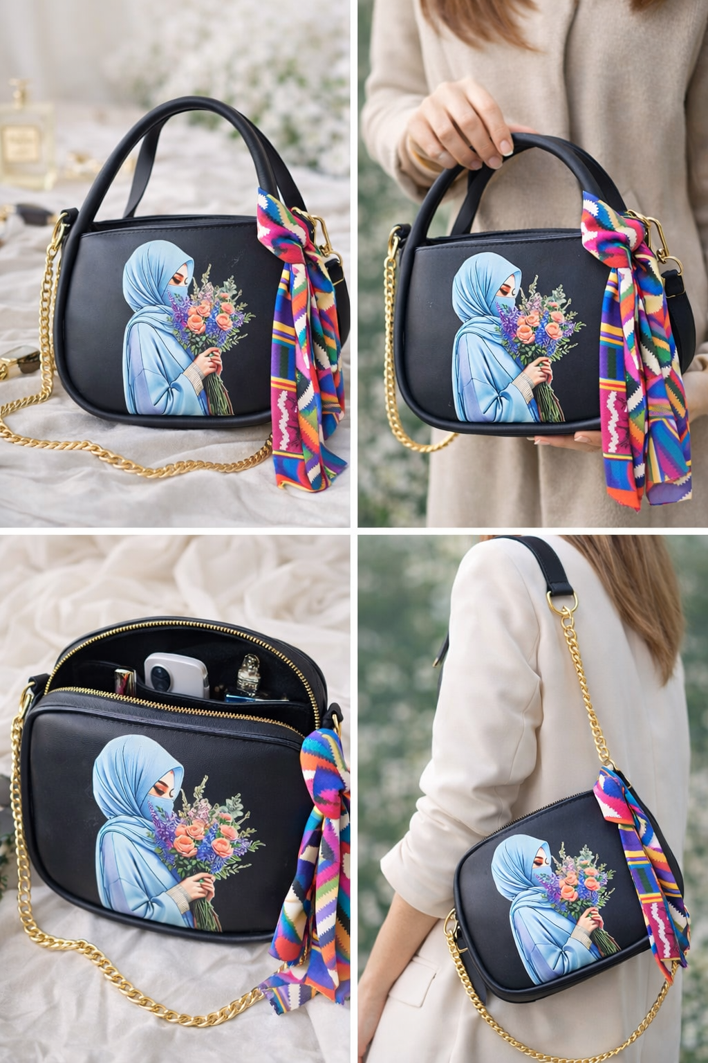 Elegant Printed Shoulder Bag for Women – Premium Chain Strap Handbag